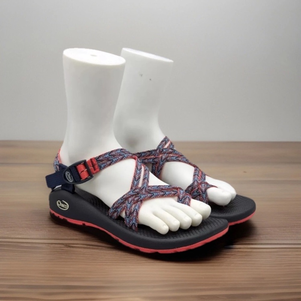 Chaco Strappy Sandals with Red and Blue Accents